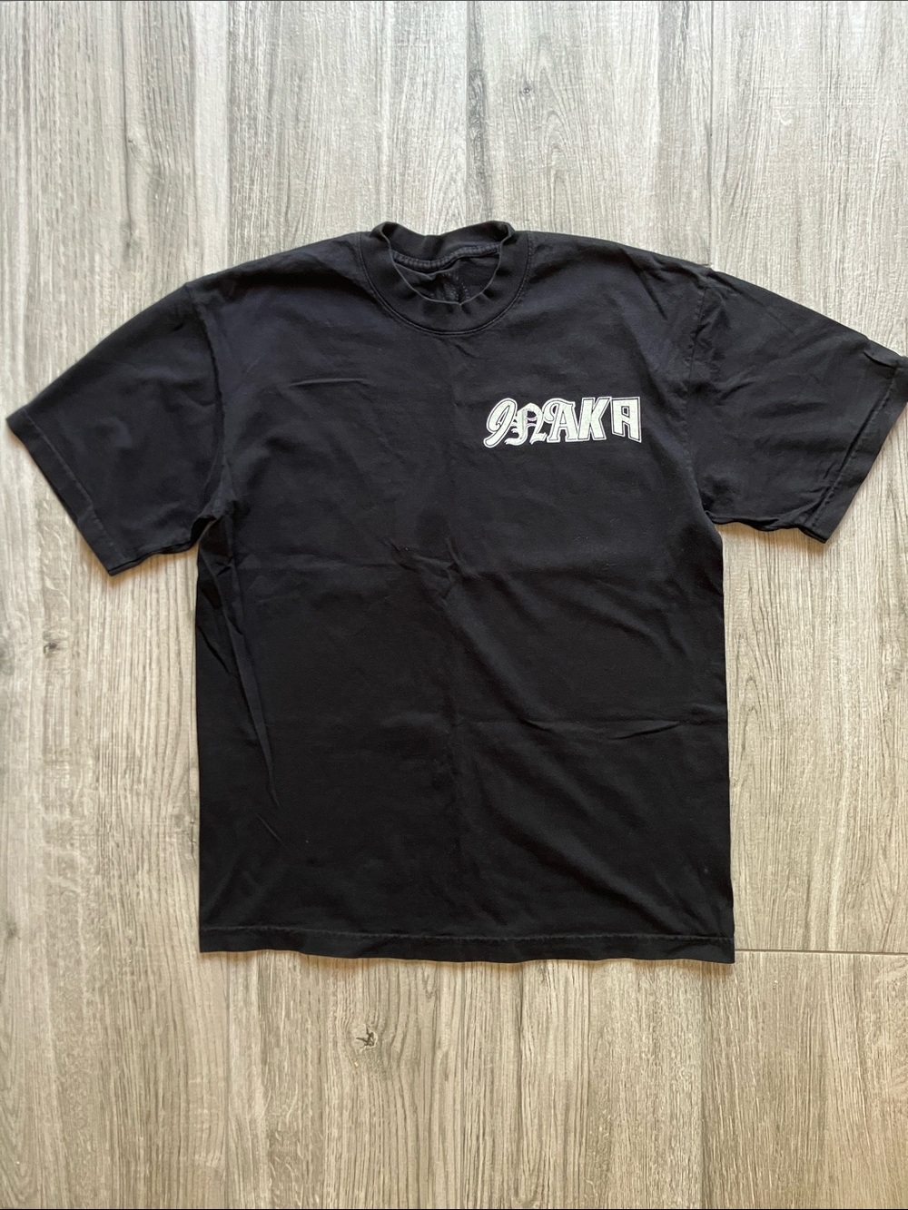 Inaka Power Black Short Sleeve Tee with White Logo, Men’s Medium